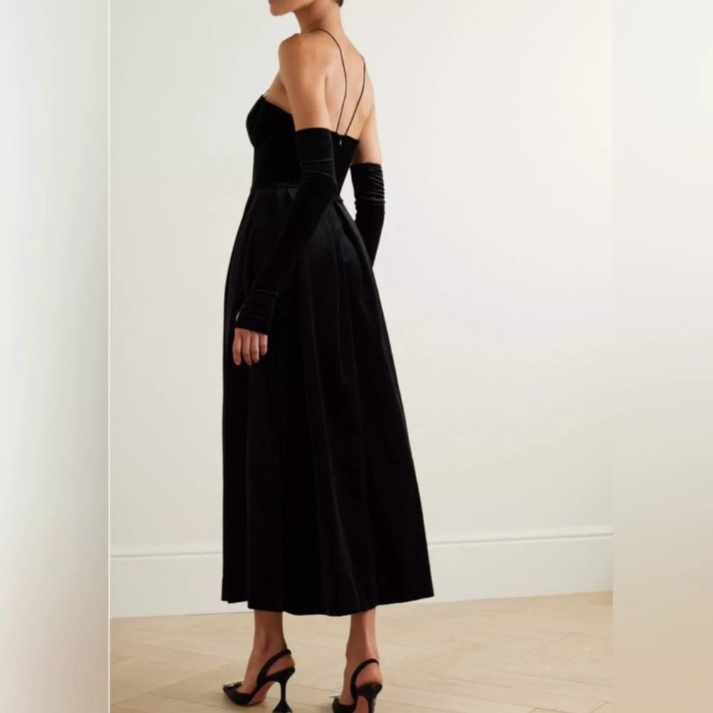NWOT Alex Perry Patten Pleated Velvet Gown And Gloves See